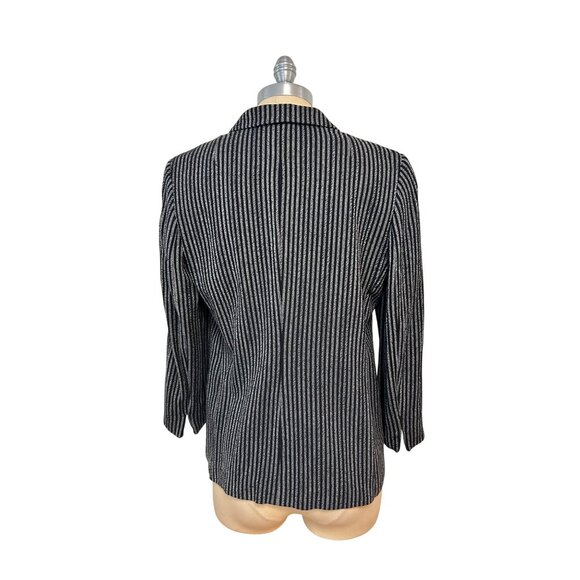 Akris Punto Black & White Striped Blazer Jacket US 12 Wool Viscose Blend - Picture 3 of 6
